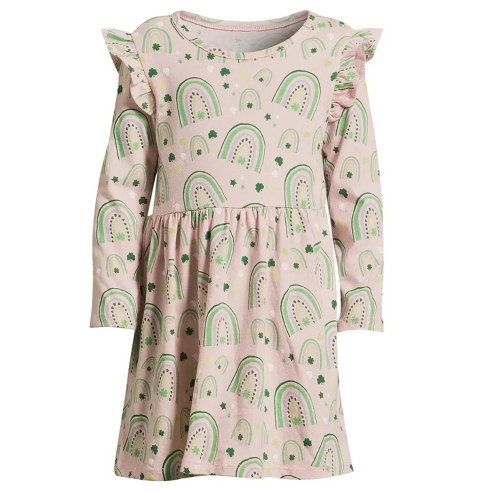 Wonder Nation Pink and Green Rainbow Dress St. Patricks St. Patty's day Size 5T